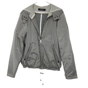 Versace Sport  silver hooded windbreaker cropped drawstring hem womens SP